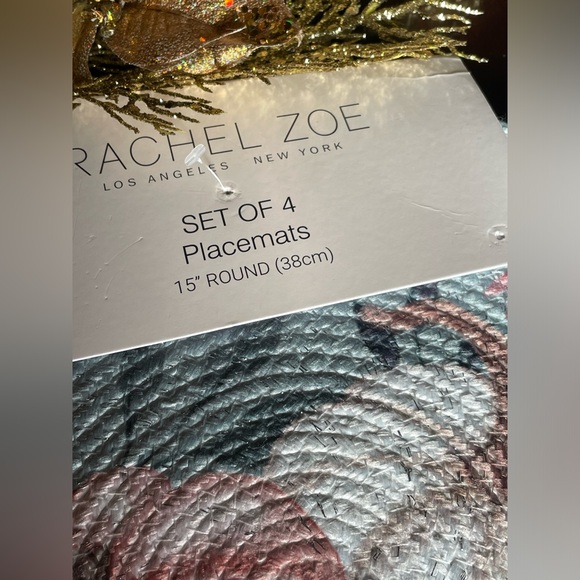 RACHEL ZOE NWT Fall Autumn Thanksgiving Pumpkin Set Of 4 15” Round Placemats - Picture 6 of 11